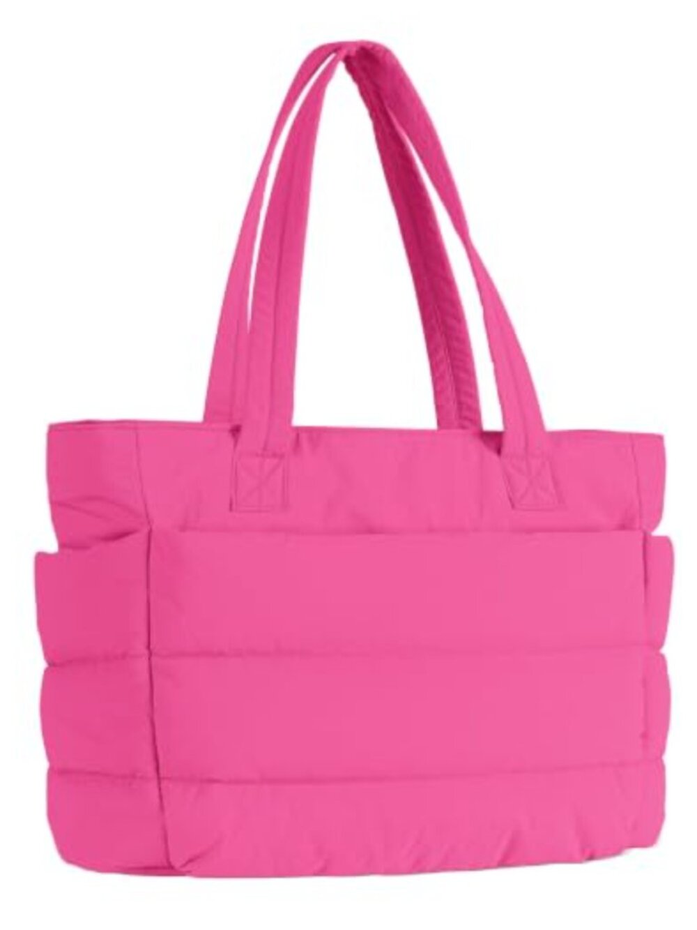 Puffy Quilted Nylon Tote Bag Lightweight Shoulder Bag Travel Work Gym